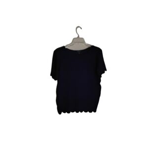 Madison Women's Navy Blue Scalloped Edge Blouse. Size M